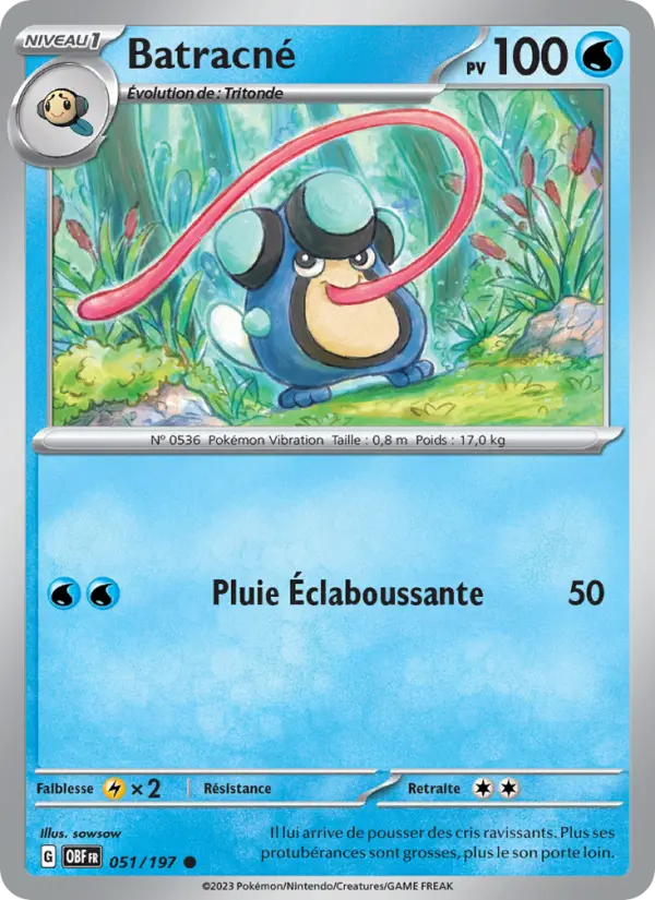 Scan HD carte Pokémon Batracné 051/197 — Flammes Obsidiennes