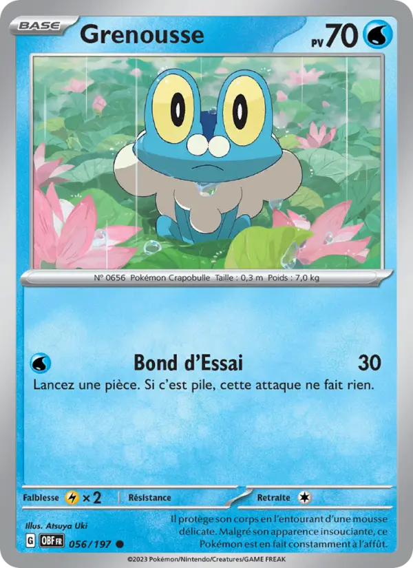 Scan HD carte Pokémon Grenousse 056/197 — Flammes Obsidiennes