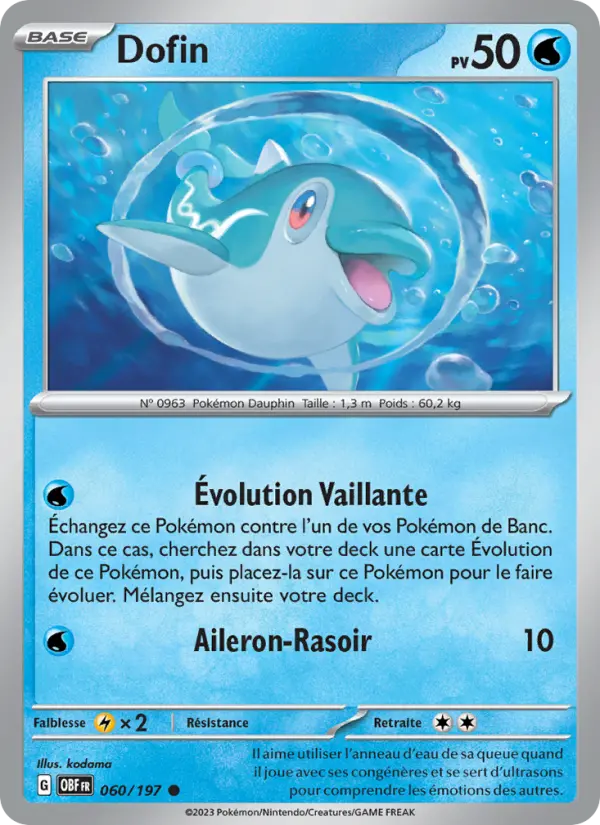 Scan HD carte Pokémon Dofin 060/197 — Flammes Obsidiennes