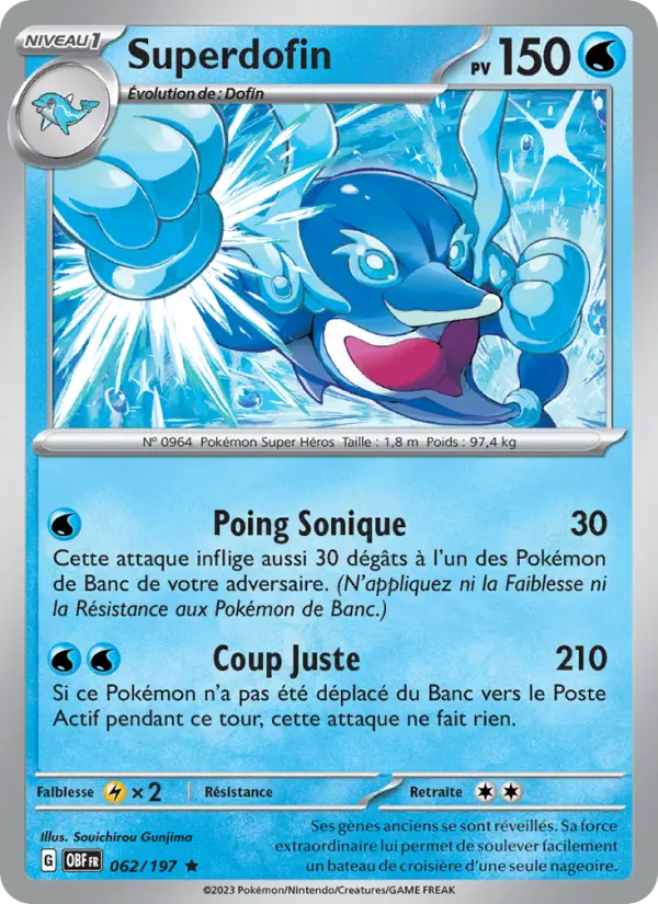Scan HD carte Pokémon Superdofin 062/197 — Flammes Obsidiennes