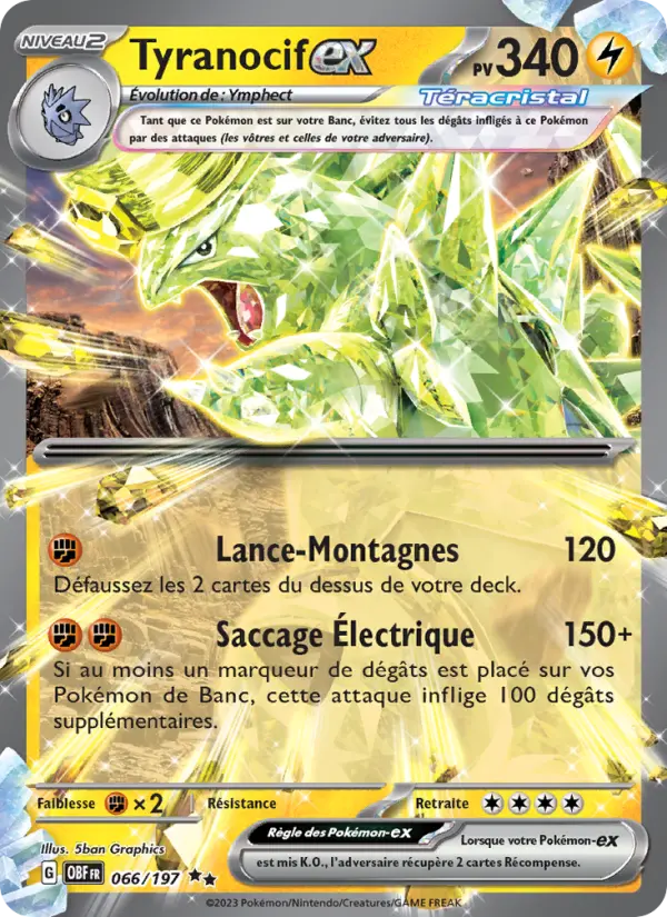 Scan HD carte Pokémon Tyranocif-ex 066/197 — Flammes Obsidiennes