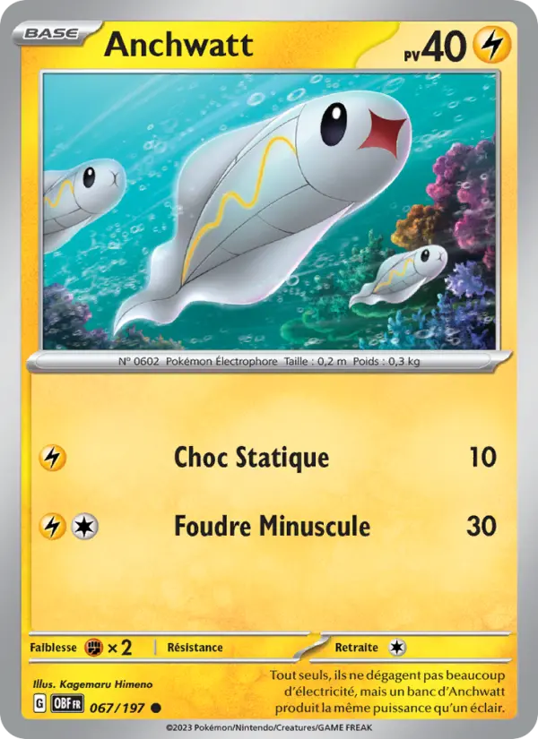 Scan HD carte Pokémon Anchwatt 067/197 — Flammes Obsidiennes