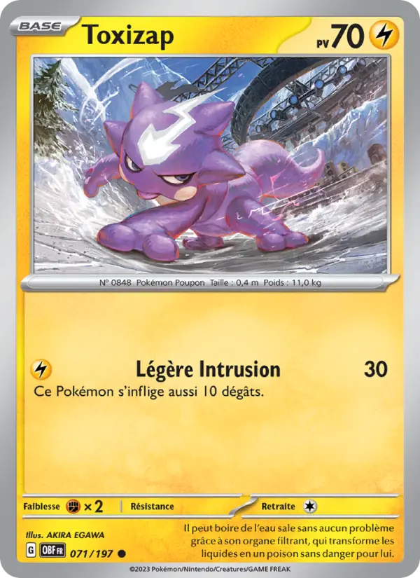 Scan HD carte Pokémon Toxizap 071/197 — Flammes Obsidiennes