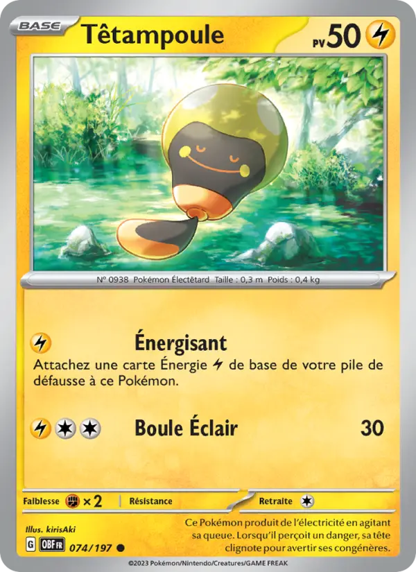 Scan HD carte Pokémon Têtampoule 074/197 — Flammes Obsidiennes
