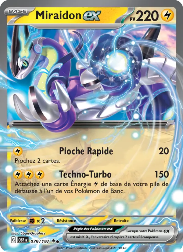 Scan HD carte Pokémon Miraidon-ex 079/197 — Flammes Obsidiennes