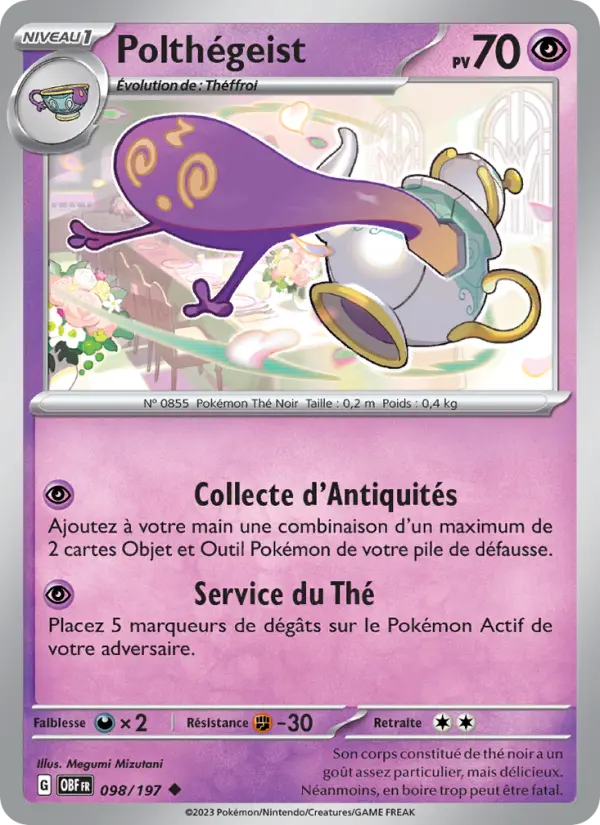 Scan HD carte Pokémon Polthégeist 098/197 — Flammes Obsidiennes