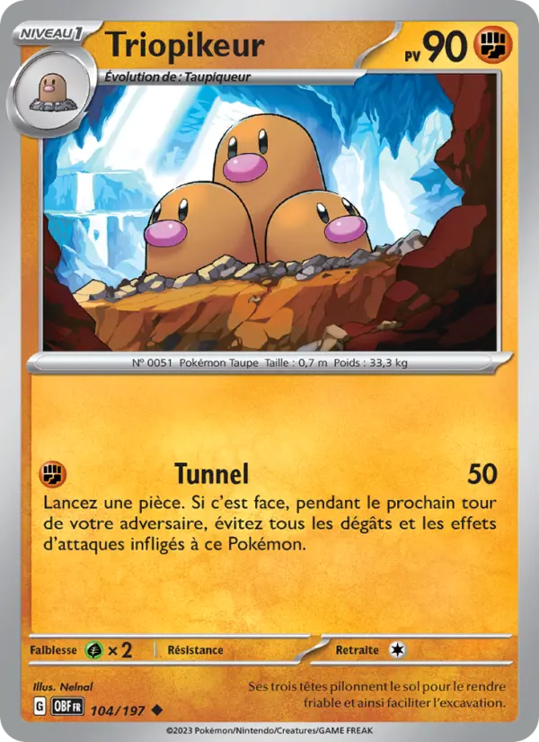 Scan HD carte Pokémon Triopikeur 104/197 — Flammes Obsidiennes