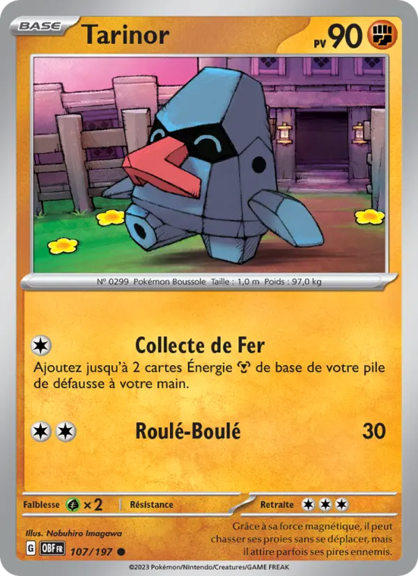 Scan HD carte Pokémon Tarinor 107/197 — Flammes Obsidiennes