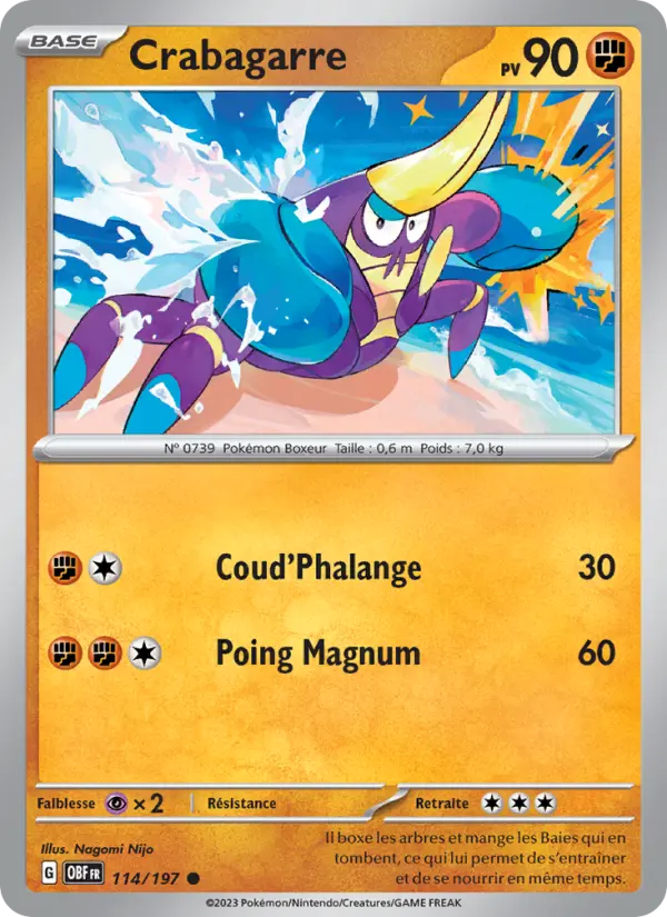 Scan HD carte Pokémon Crabagarre 114/197 — Flammes Obsidiennes