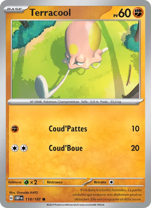 Scan HD carte Pokémon Terracool 118/197 — Flammes Obsidiennes