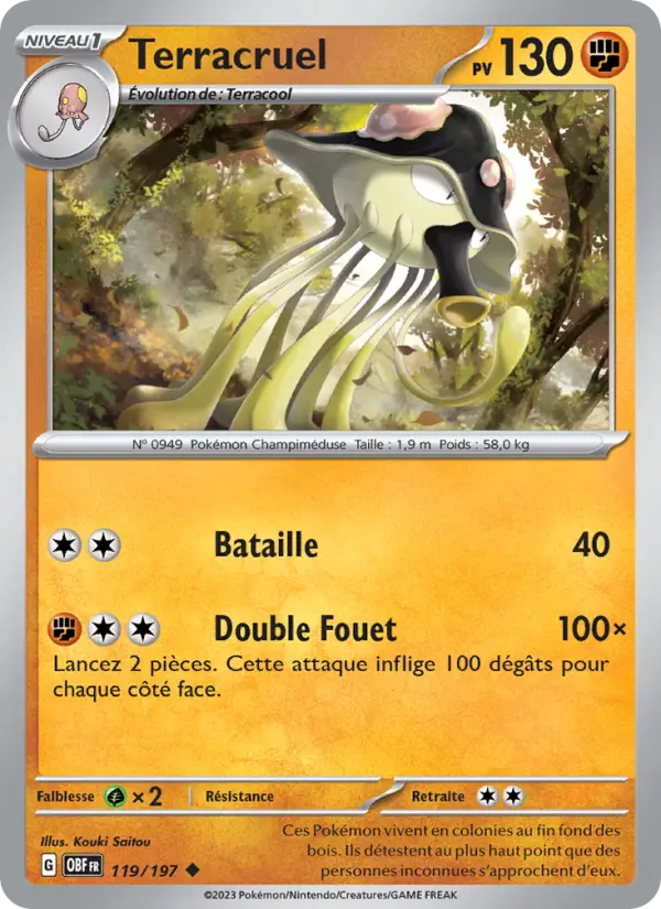Scan HD carte Pokémon Terracruel 119/197 — Flammes Obsidiennes
