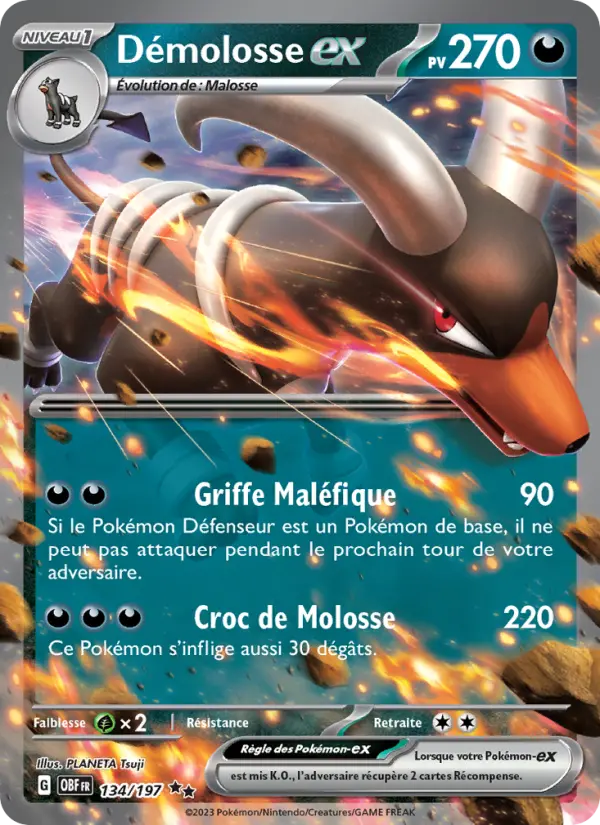 Scan HD carte Pokémon Démolosse-ex 134/197 — Flammes Obsidiennes