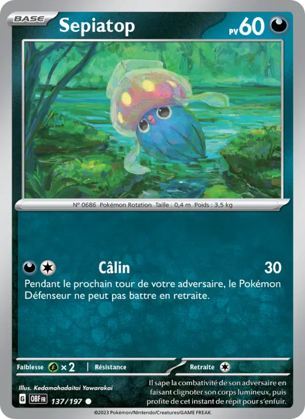 Scan HD carte Pokémon Sepiatop 137/197 — Flammes Obsidiennes