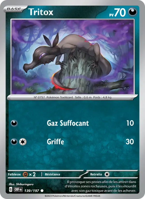 Scan HD carte Pokémon Tritox 139/197 — Flammes Obsidiennes