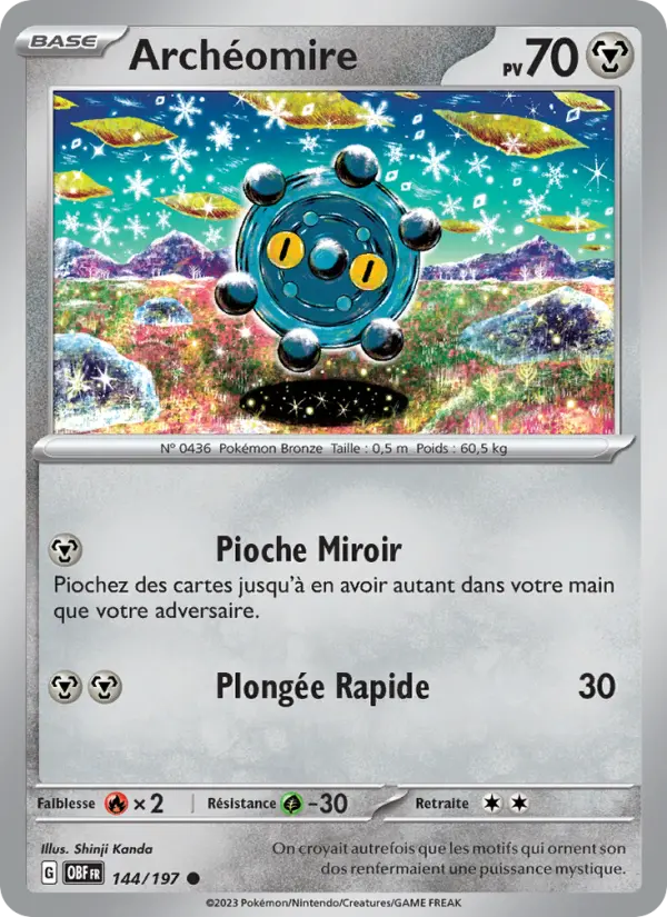Scan HD carte Pokémon Archéomire 144/197 — Flammes Obsidiennes