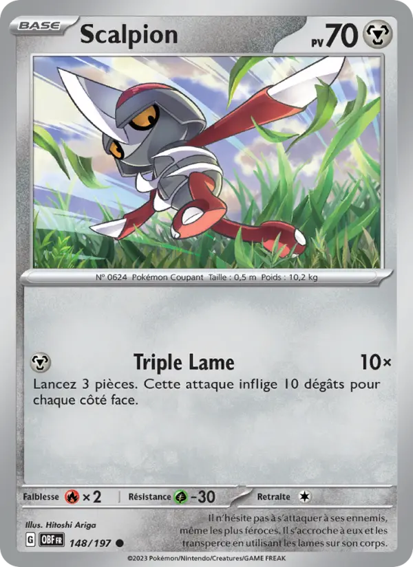 Scan HD carte Pokémon Scalpion 148/197 — Flammes Obsidiennes