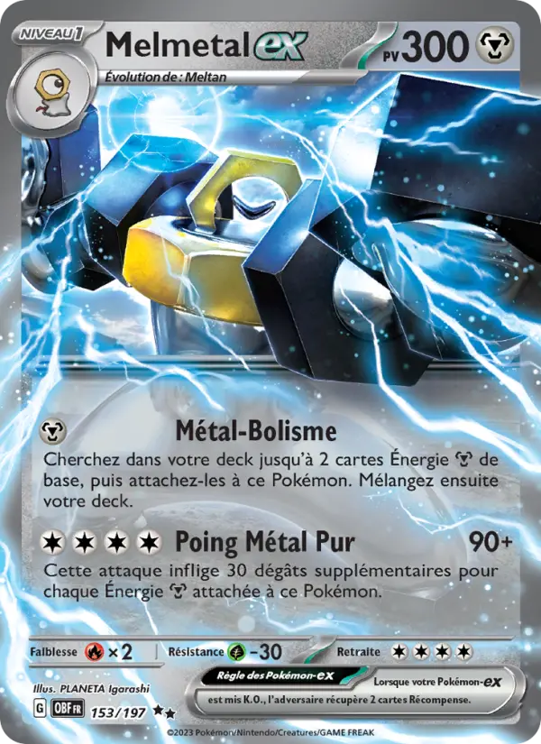 Scan HD carte Pokémon Melmetal-ex 153/197 — Flammes Obsidiennes