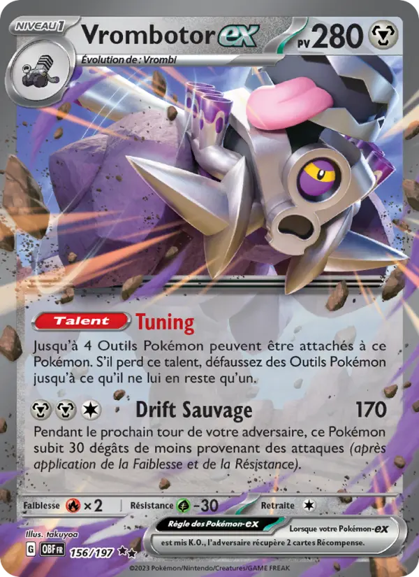 Scan HD carte Pokémon Vrombotor-ex 156/197 — Flammes Obsidiennes