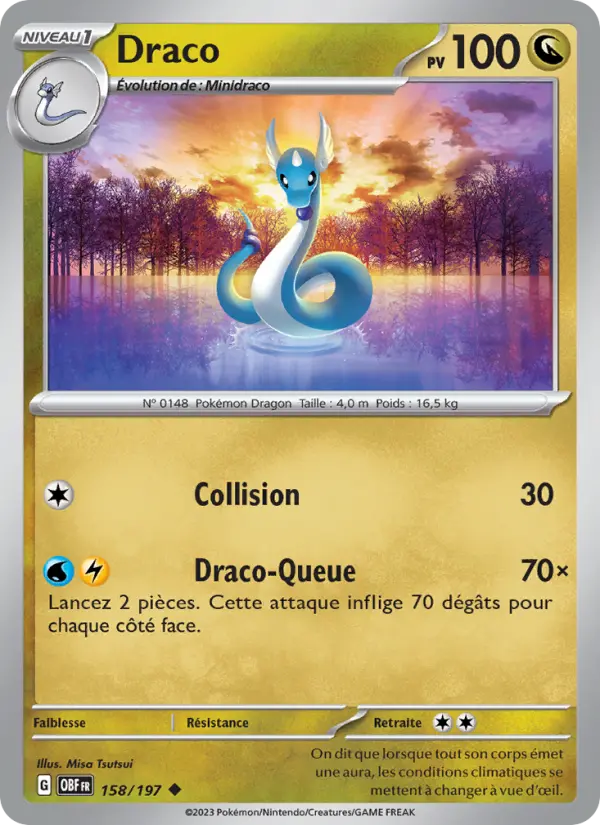 Scan HD carte Pokémon Draco 158/197 — Flammes Obsidiennes