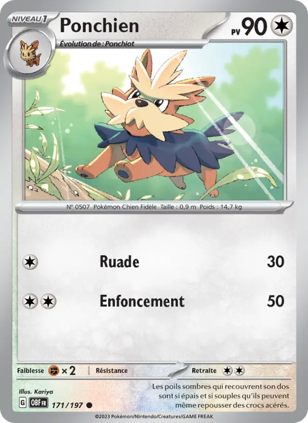 Scan HD carte Pokémon Ponchien 171/197 — Flammes Obsidiennes