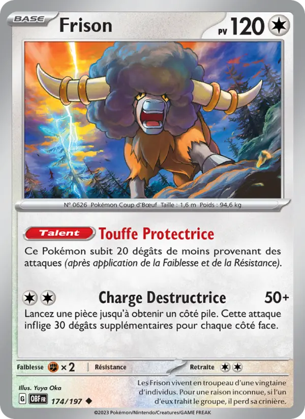 Scan HD carte Pokémon Frison 174/197 — Flammes Obsidiennes