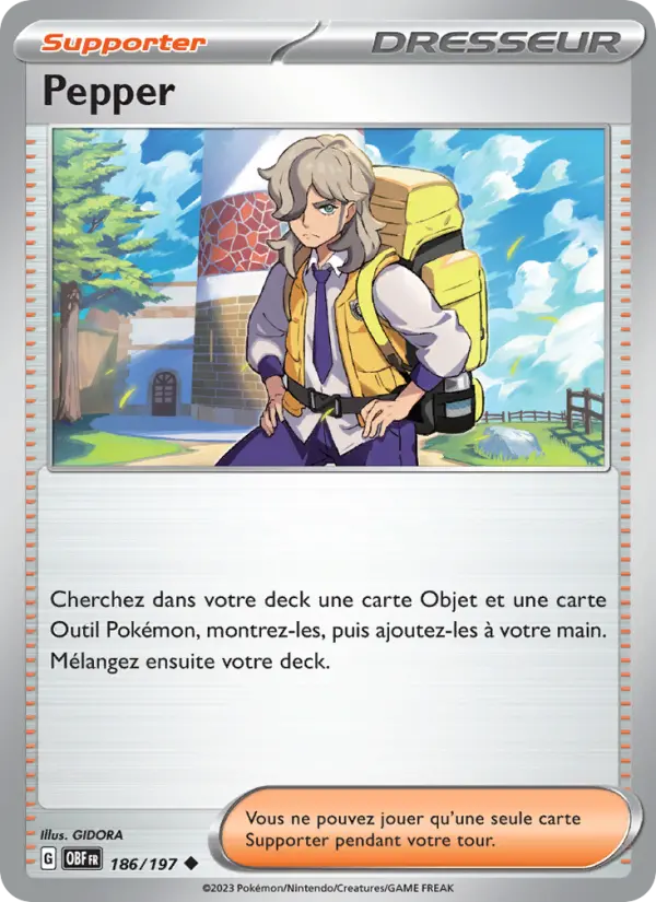 Scan HD carte Pokémon Pepper 186/197 — Flammes Obsidiennes
