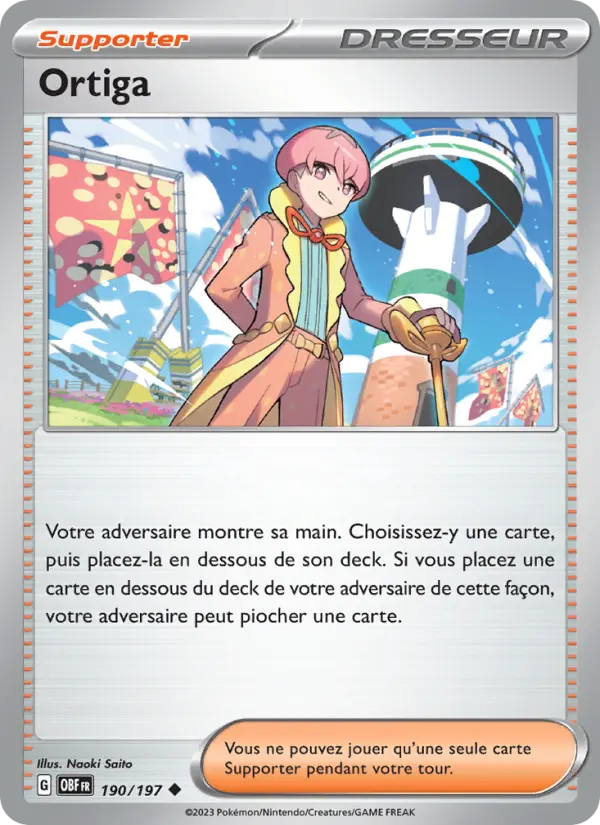 Scan HD carte Pokémon Ortiga 190/197 — Flammes Obsidiennes
