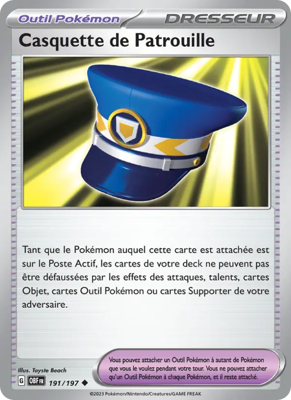 Scan HD carte Pokémon Casquette de Patrouille 191/197 — Flammes Obsidiennes