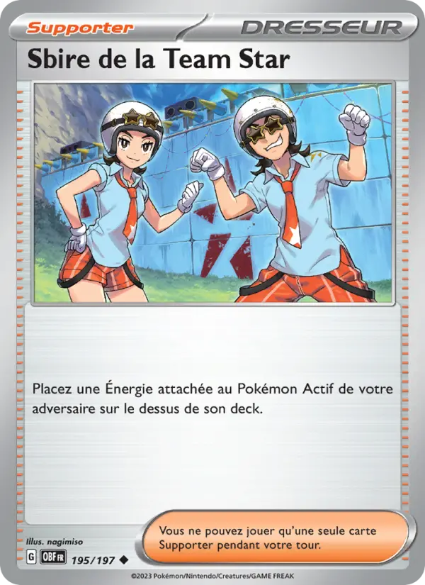 Scan HD carte Pokémon Sbire de la Team Star 195/197 — Flammes Obsidiennes