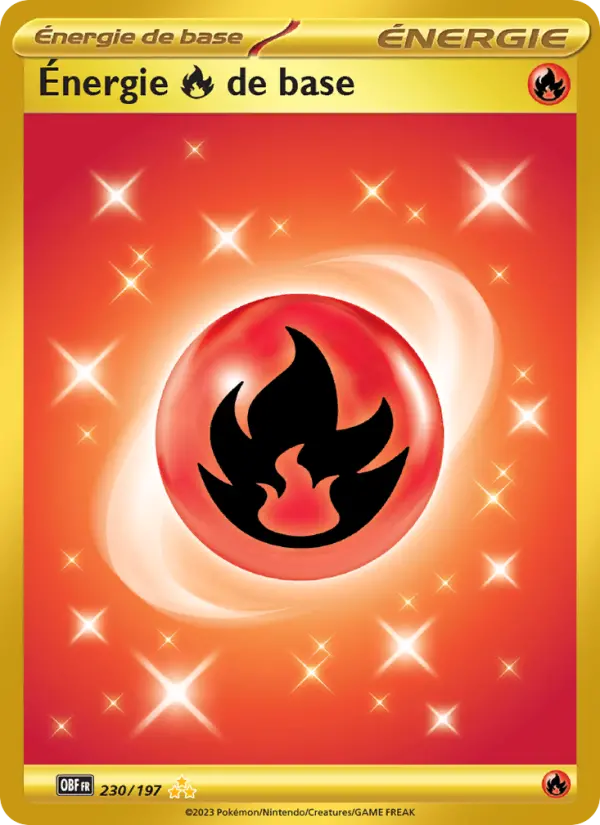 Scan HD carte Pokémon Énergie Fire de base 230/197 — Flammes Obsidiennes