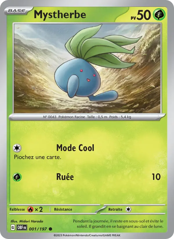 Scan HD carte Pokémon Mystherbe 001/197 — Flammes Obsidiennes