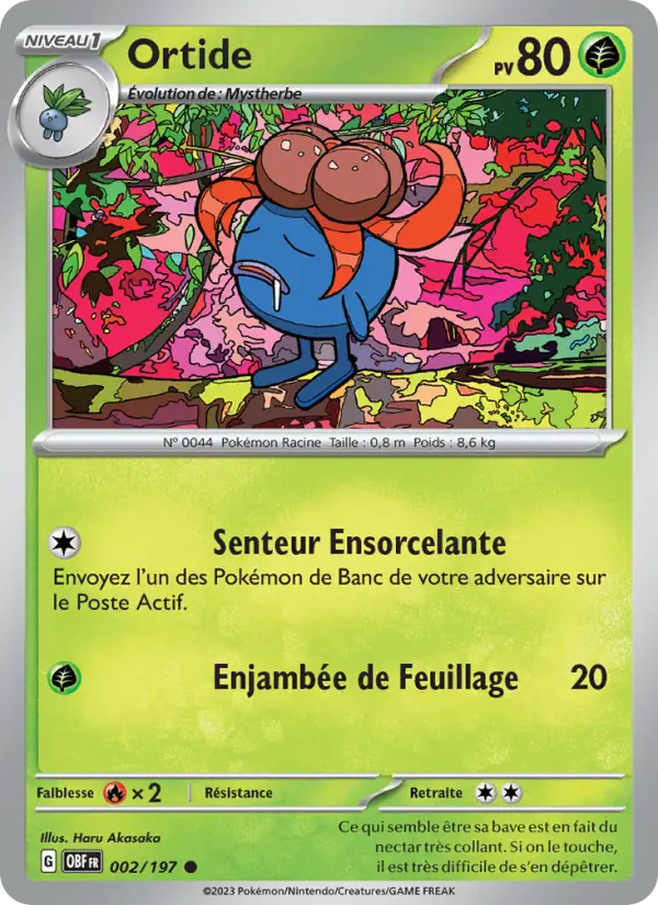 Scan HD carte Pokémon Ortide 002/197 — Flammes Obsidiennes