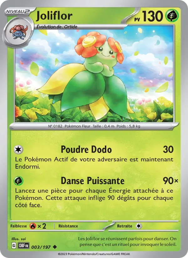 Scan HD carte Pokémon Joliflor 003/197 — Flammes Obsidiennes