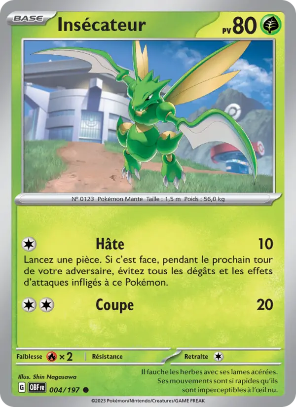 Scan HD carte Pokémon Insécateur 004/197 — Flammes Obsidiennes