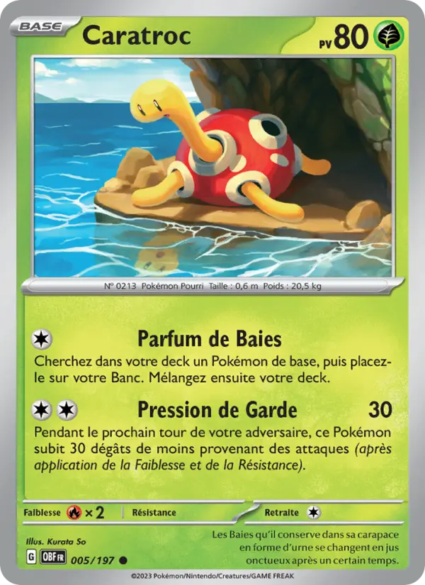 Scan HD carte Pokémon Caratroc 005/197 — Flammes Obsidiennes