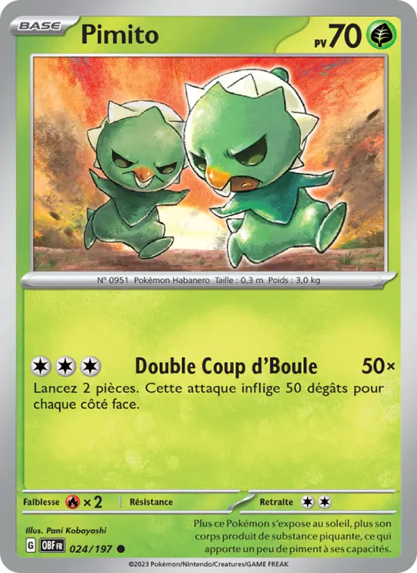 Scan HD carte Pokémon Pimito 024/197 — Flammes Obsidiennes