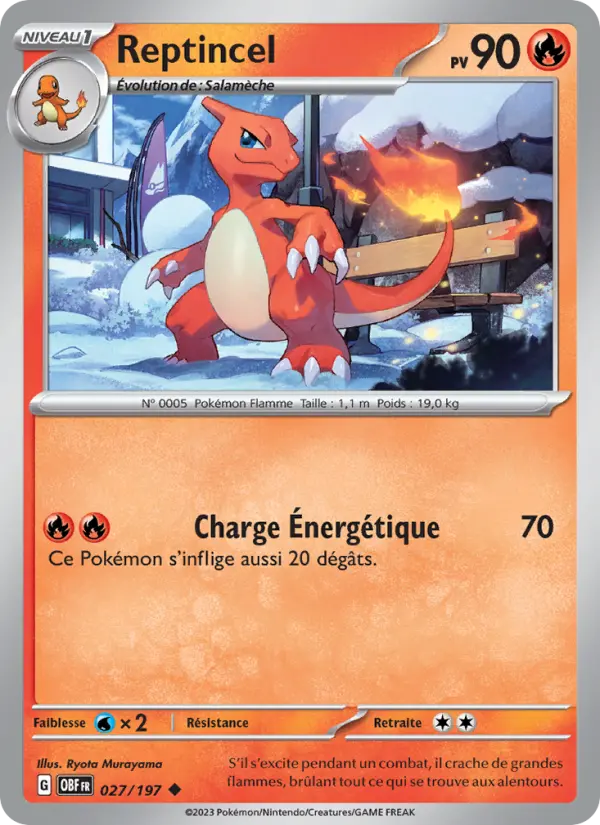 Scan HD carte Pokémon Reptincel 027/197 — Flammes Obsidiennes