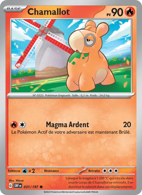 Scan HD carte Pokémon Chamallot 031/197 — Flammes Obsidiennes