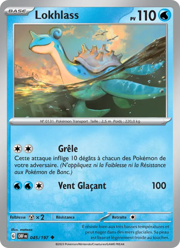 Scan HD carte Pokémon Lokhlass 045/197 — Flammes Obsidiennes