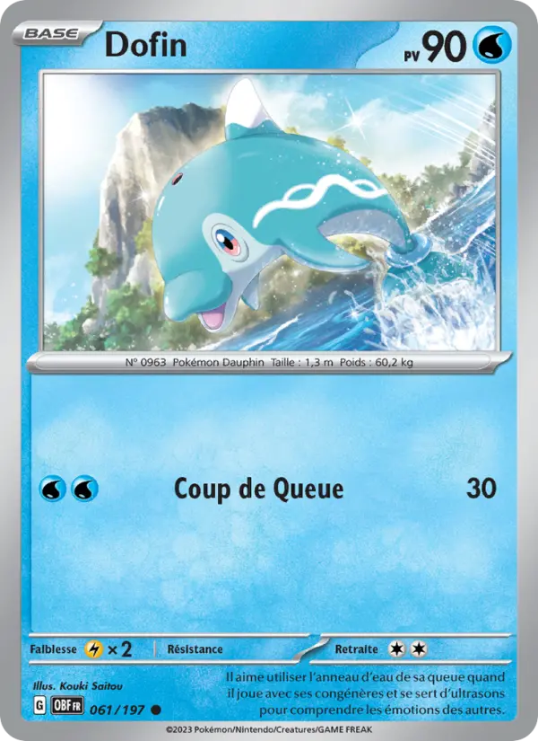 Scan HD carte Pokémon Dofin 061/197 — Flammes Obsidiennes