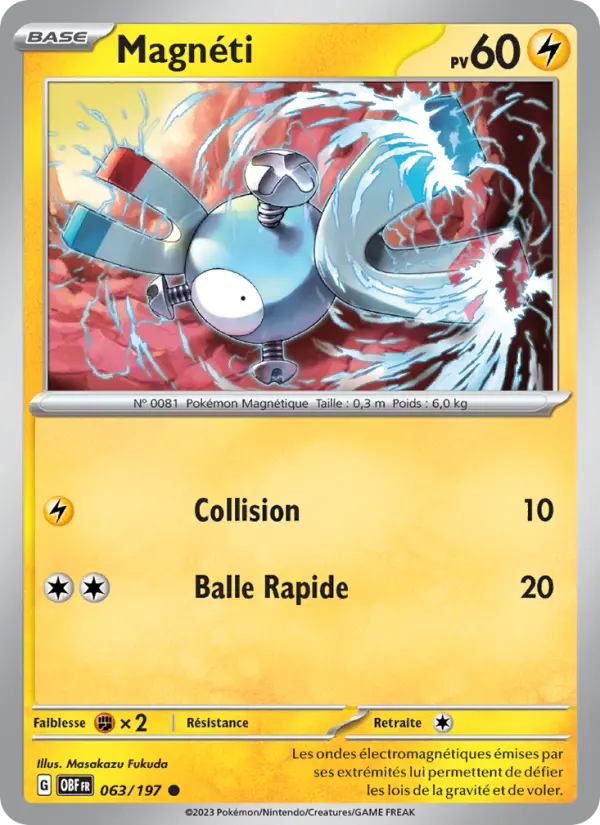 Scan HD carte Pokémon Magnéti 063/197 — Flammes Obsidiennes