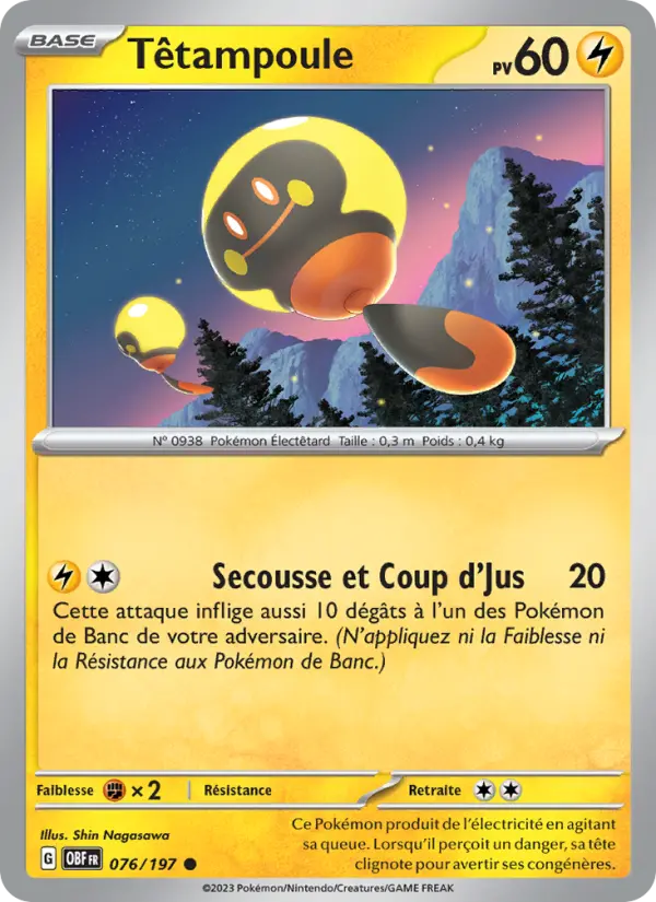 Scan HD carte Pokémon Têtampoule 076/197 — Flammes Obsidiennes