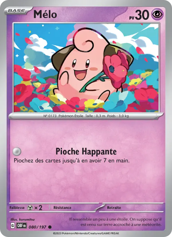 Scan HD carte Pokémon Mélo 080/197 — Flammes Obsidiennes