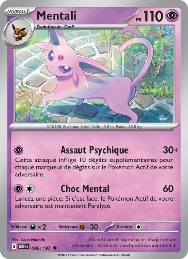 Scan HD carte Pokémon Mentali 086/197 — Flammes Obsidiennes
