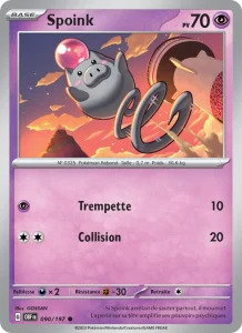 Carte Pokemon Spoink 090/197 Flammes Obsidiennes