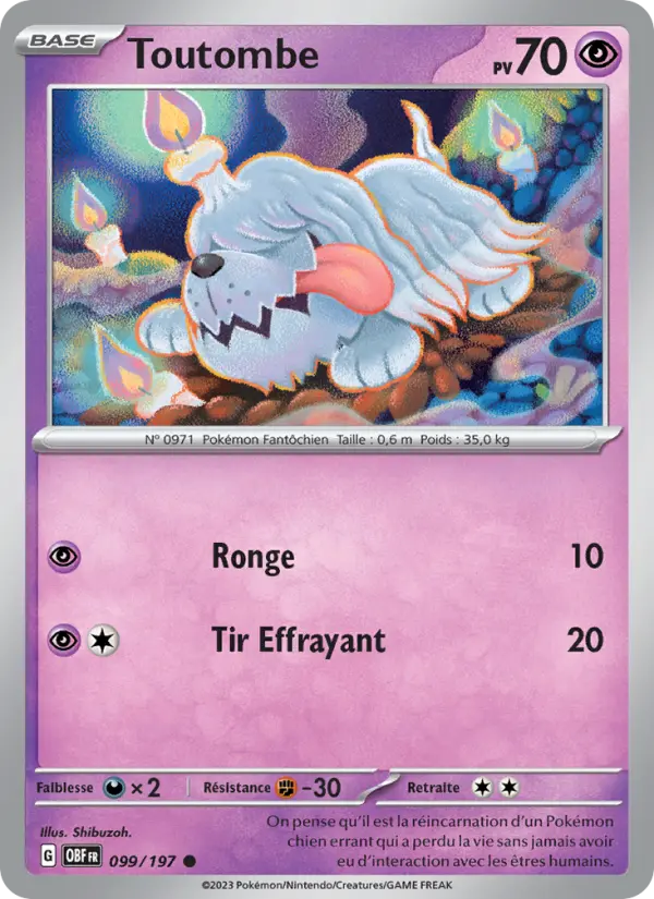 Scan HD carte Pokémon Toutombe 099/197 — Flammes Obsidiennes
