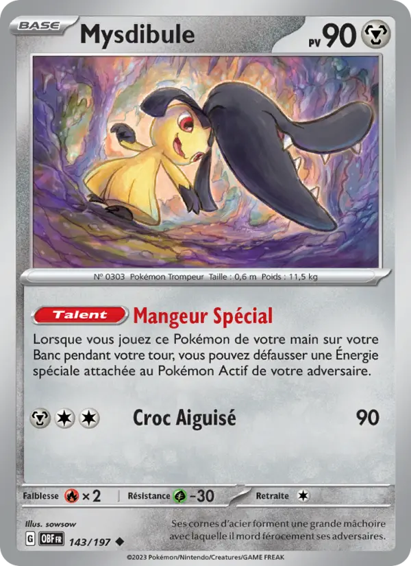 Scan HD carte Pokémon Mysdibule 143/197 — Flammes Obsidiennes