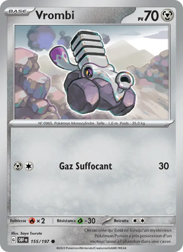 Scan HD carte Pokémon Vrombi 155/197 — Flammes Obsidiennes