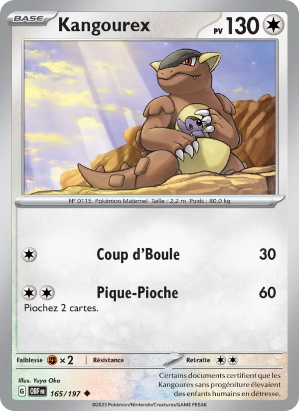 Scan HD carte Pokémon Kangourex 165/197 — Flammes Obsidiennes