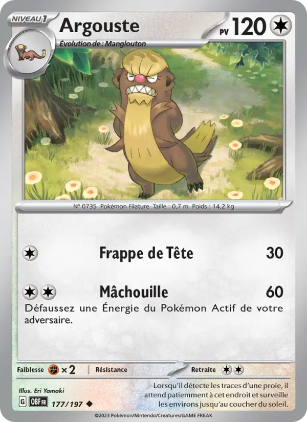 Scan HD carte Pokémon Argouste 177/197 — Flammes Obsidiennes